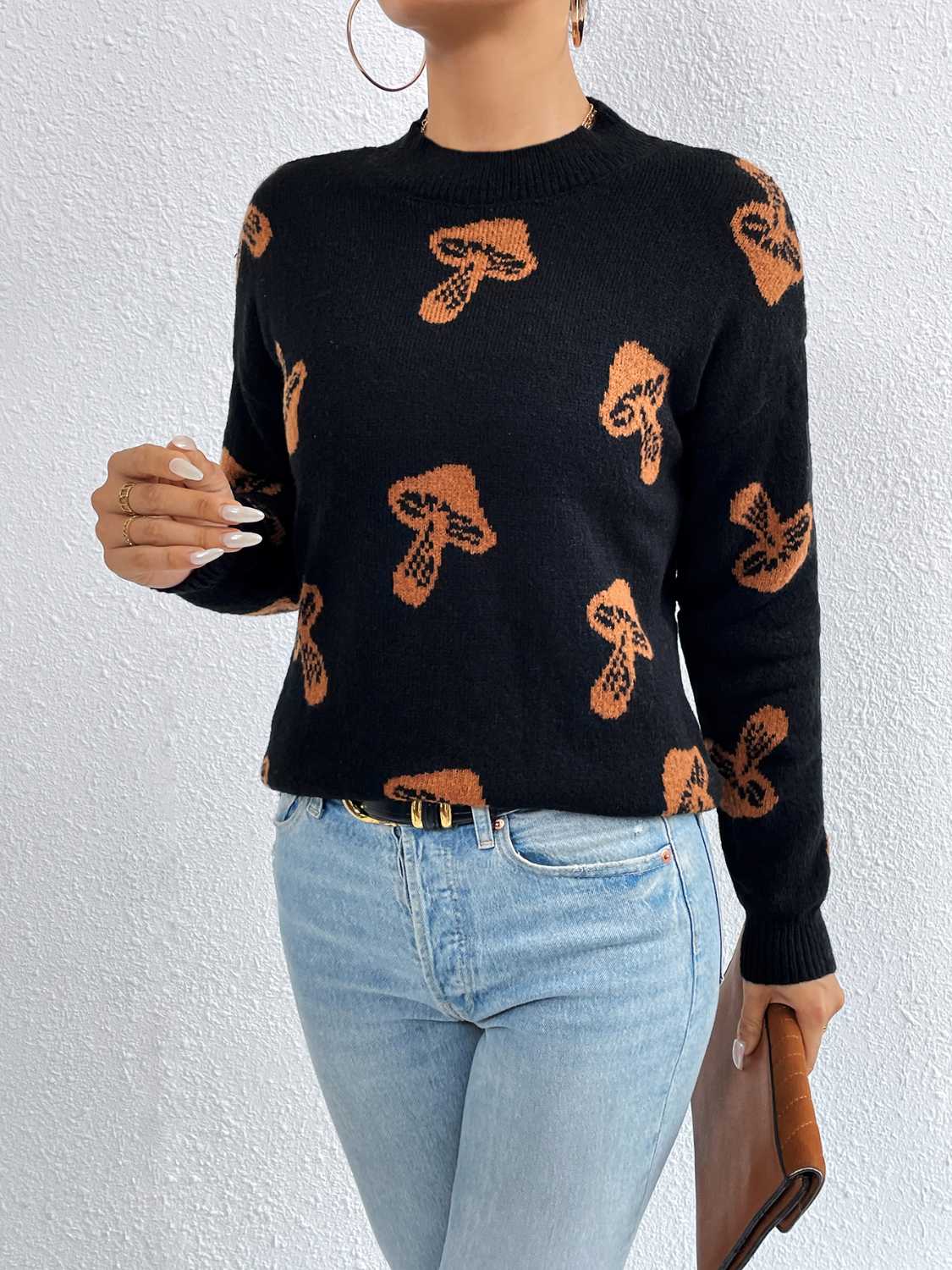 Ocean Delacroix — Patterned Drop Shoulder Sweater, alternate view 7