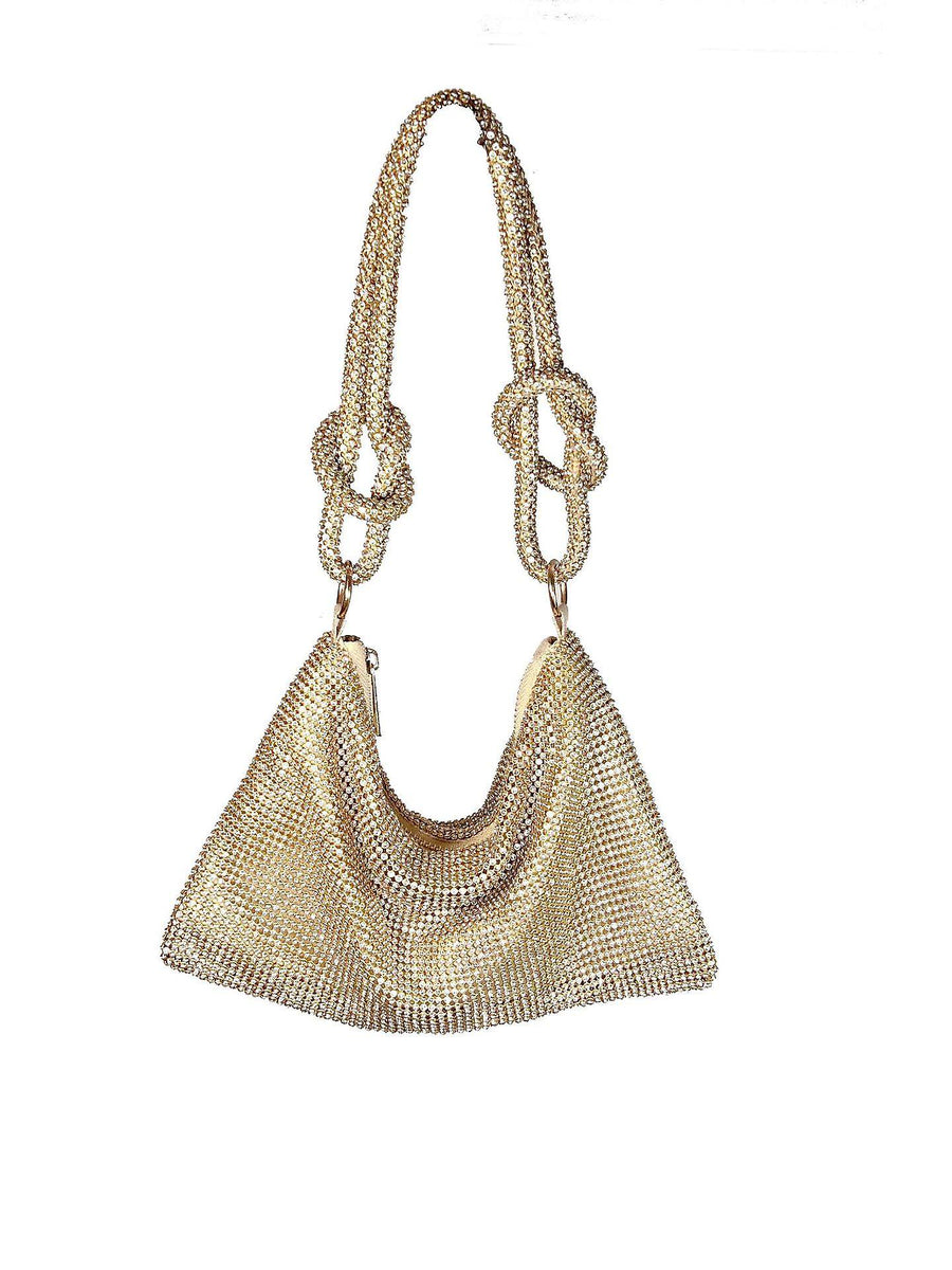 Luminara Knotted Rhinestone Armpit Bag