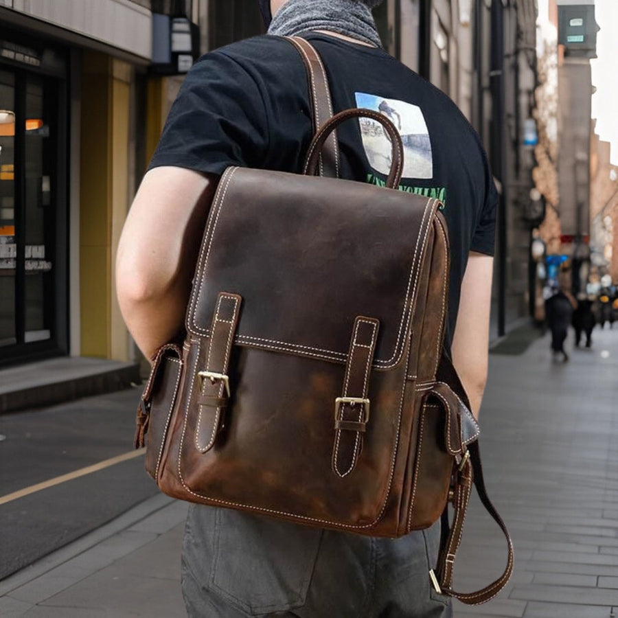 Danny™ — Fashionable Casual Leather Backpack Men's Statement Handbag, alternate view 2