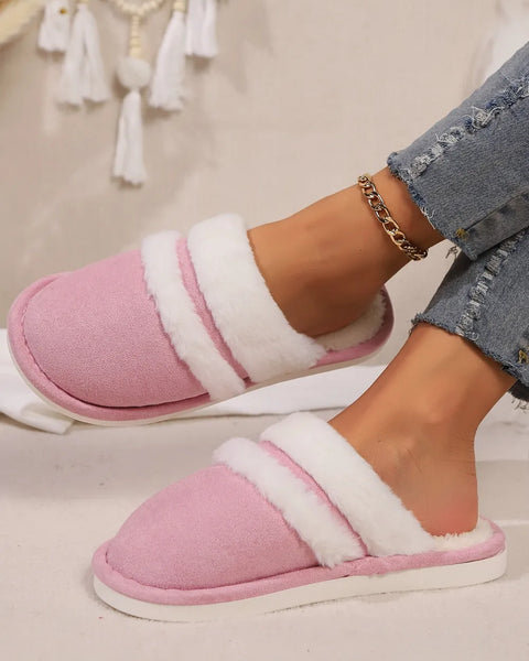 Jules Allegra — Contrast Faux Fur Round Toe Slippers Fashion Footwear, alternate view 25
