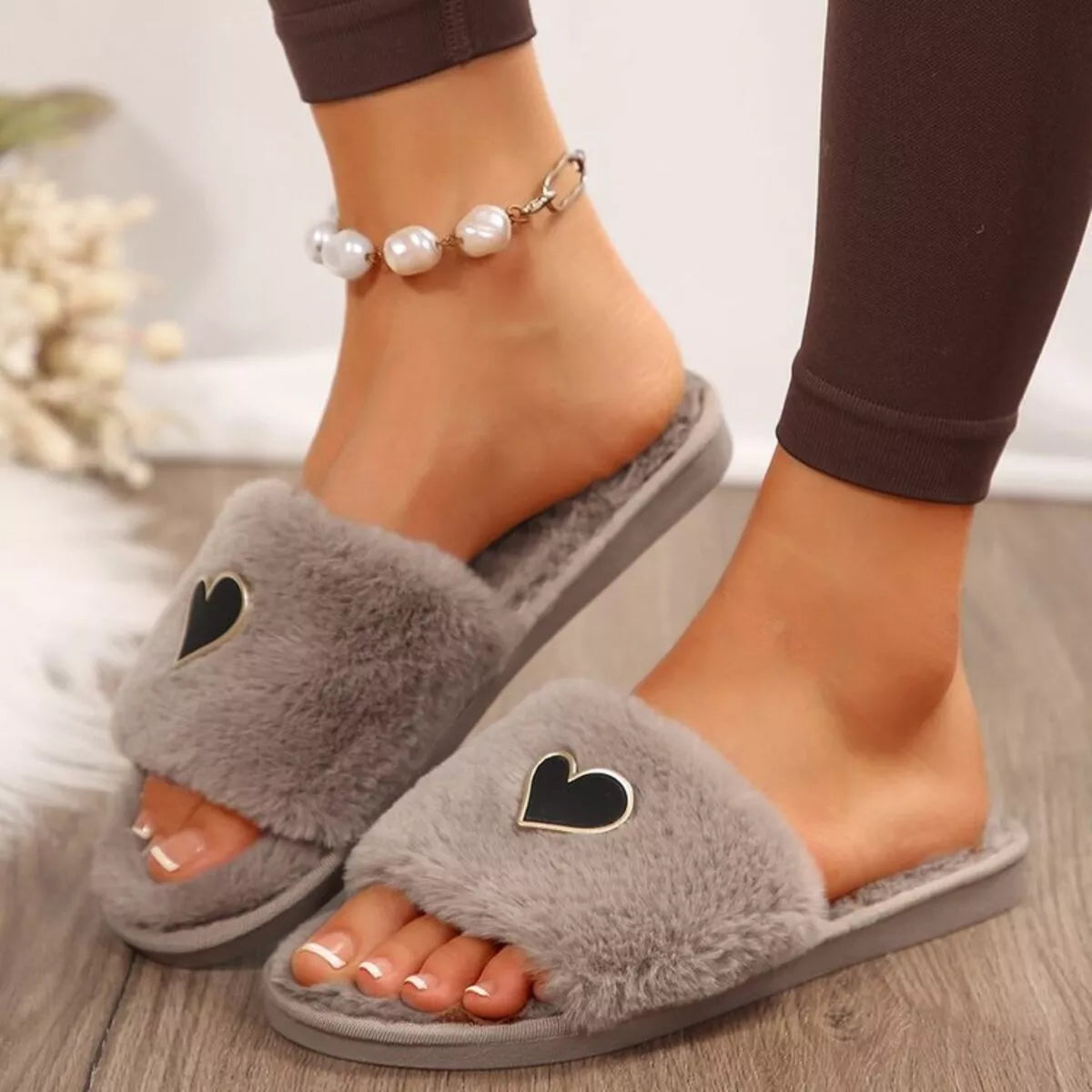 Wren Rosetti — Heart Open Toe Flats Slippers Fashion Footwear, alternate view 6