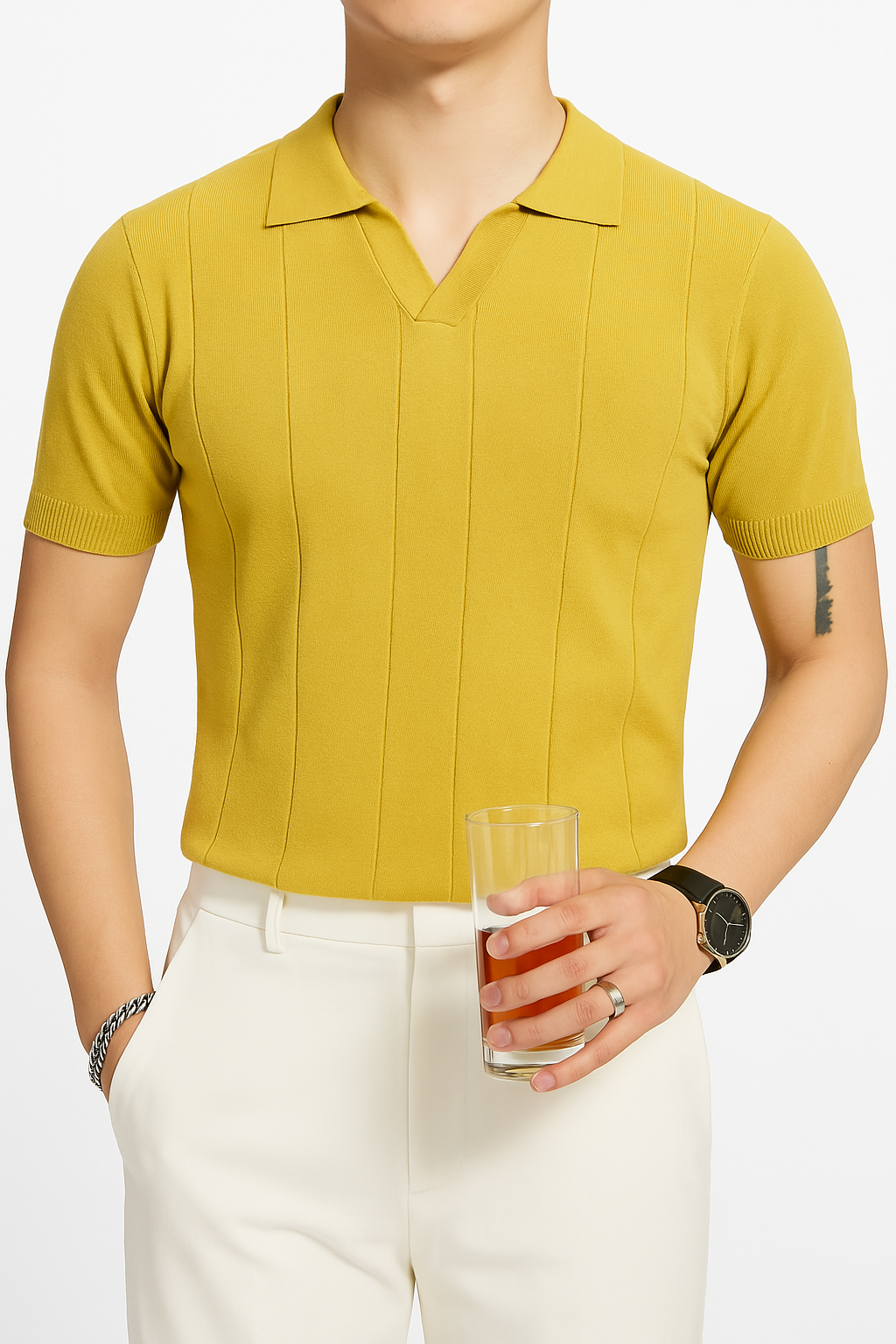 Maximilian Beaumont — Men's Plus Size Collared Neck Short Sleeve Polo Men's Tailored Shorts, alternate view 5