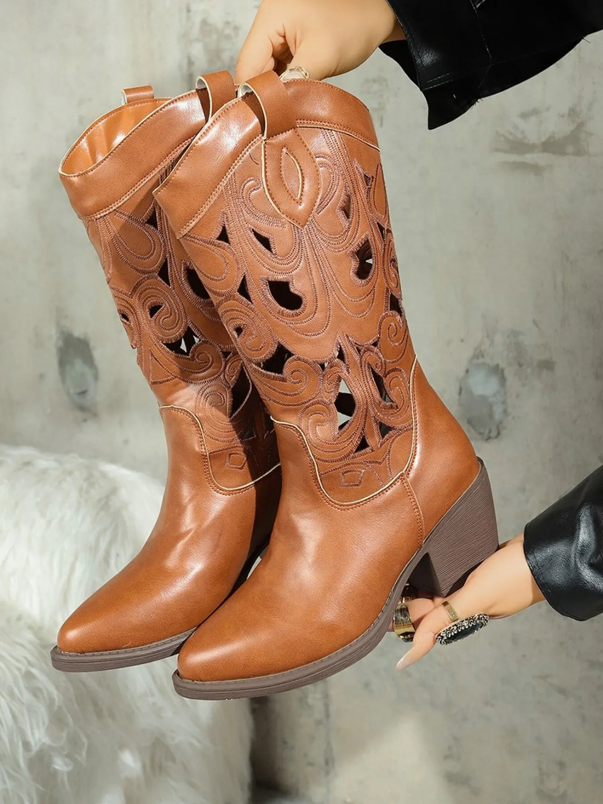 Monroe Fiorenza — Western Cutout Pattern Block Heel Boots, alternate view 7