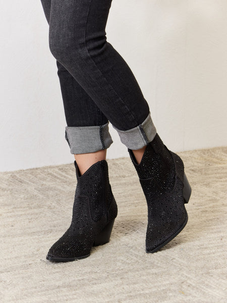 East Lion Corp Rhinestone Ankle Cowboy Boots - Opulent Empire