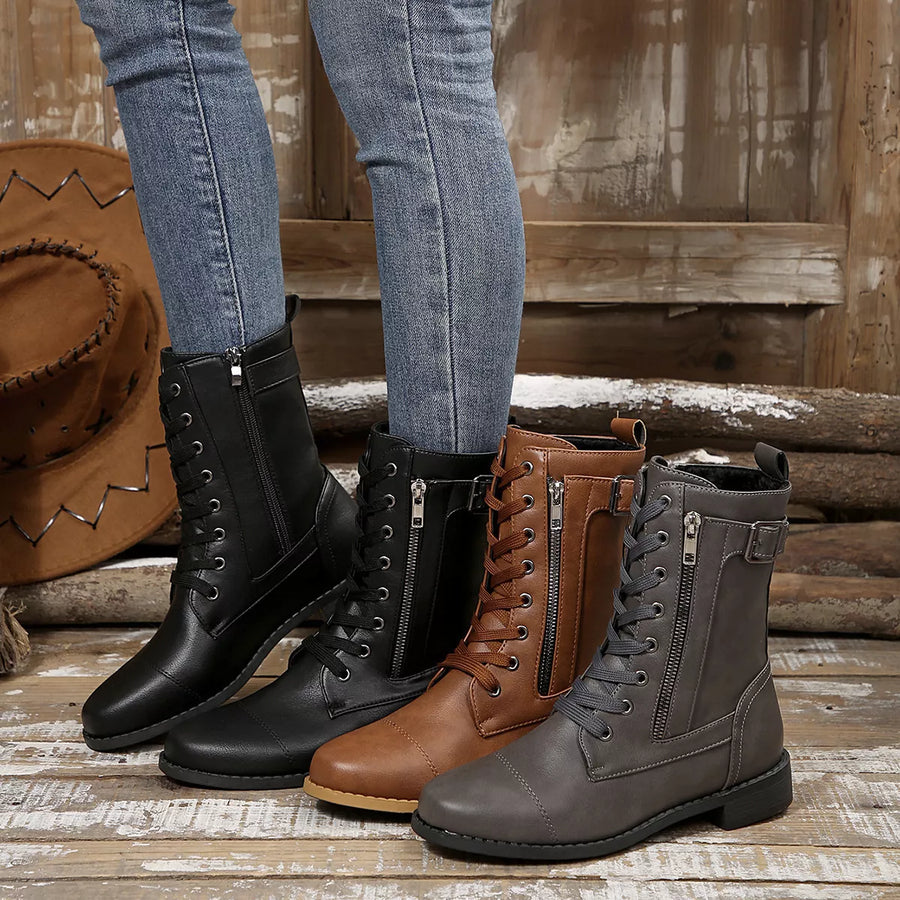 Zephyr Rosetti — Round Toe Block Heels Boots Fashion Footwear