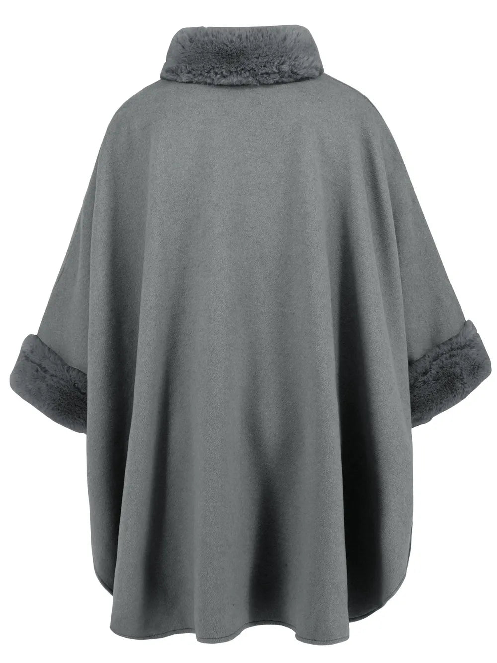 Quinn Versailles — Fuzzy Trim Long Sleeve Poncho, alternate view 13