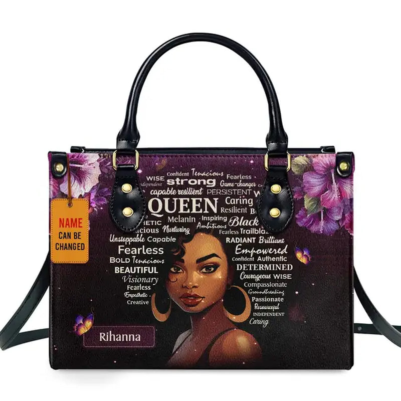 Jocelyn Montclair — Luxury African Girl Print Leather Top-Handle Tote Handbag