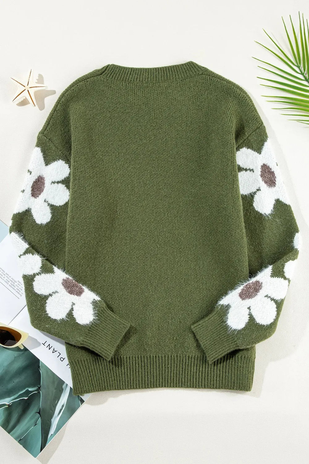 Harbor Rivière — Flower Round Neck Long Sleeve Sweater, alternate view 6