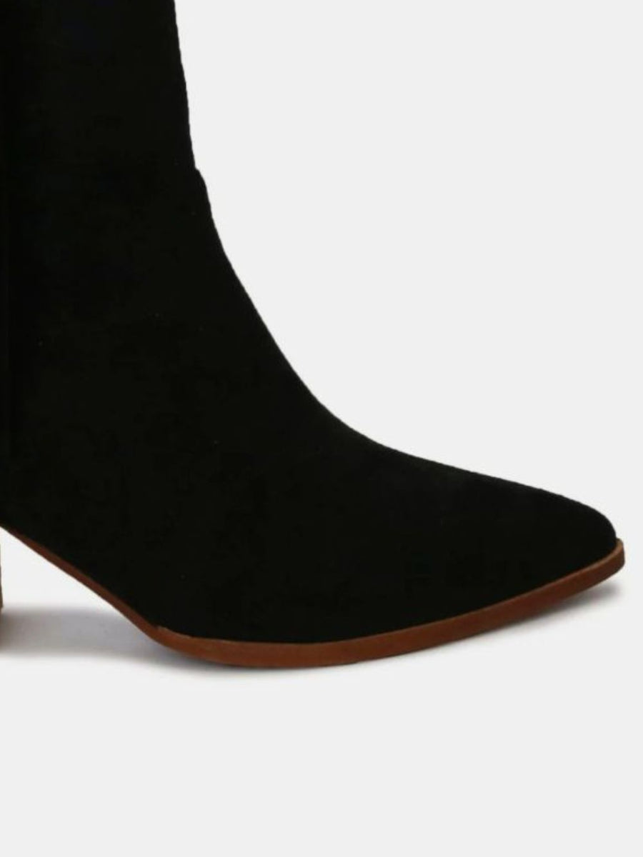 Beast Fashion Suede Fringe Point Toe Ankle Boots - Opulent Empire