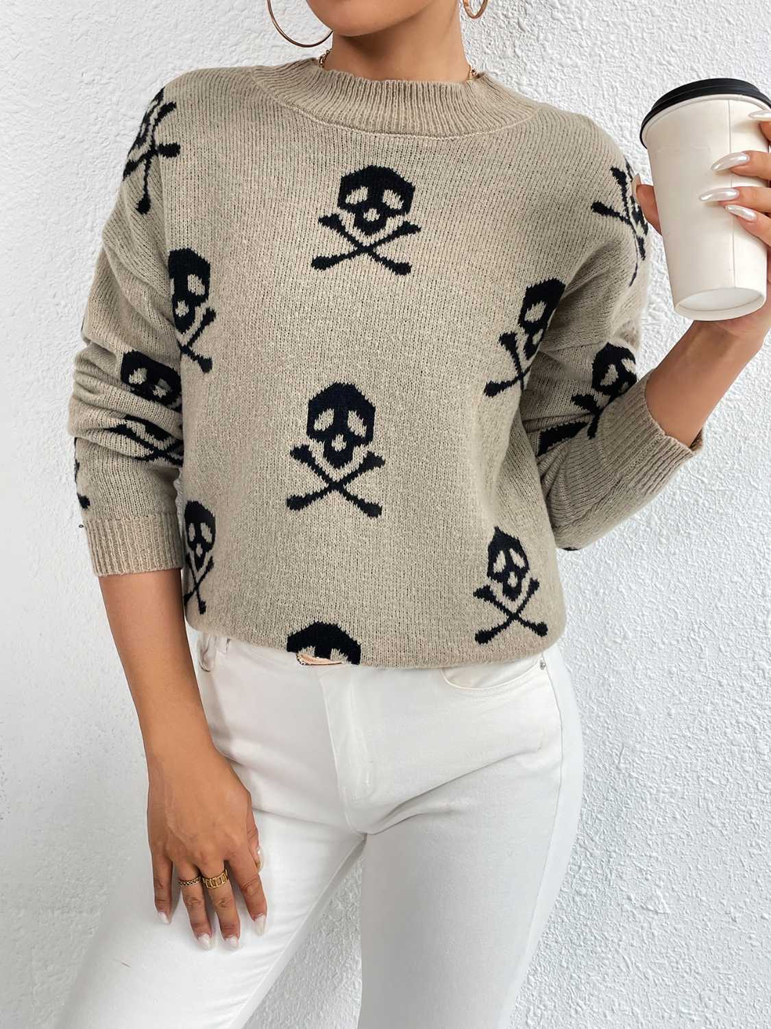 Ocean Delacroix — Patterned Drop Shoulder Sweater, alternate view 11