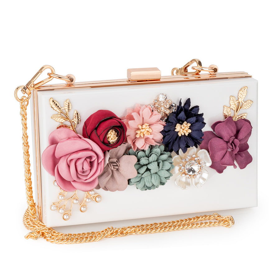 Transparent flower acrylic square bag