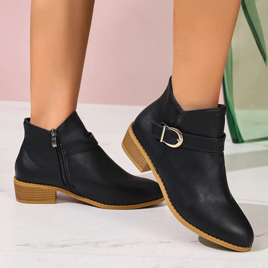 Aster Bellini — Point Toe Block Heels Boots Fashion Footwear, alternate view 2