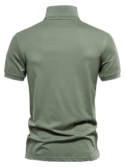 Men's Embroidered Collared Short Sleeve Polo - Opulent Empire