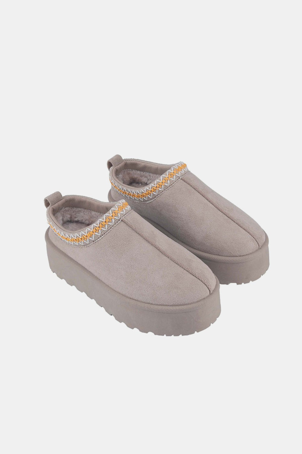 Dove Montclair — Weeboo Platform Embroidered Trim Slip-On Boots Taupe Fashion Footwear, alternate view 2
