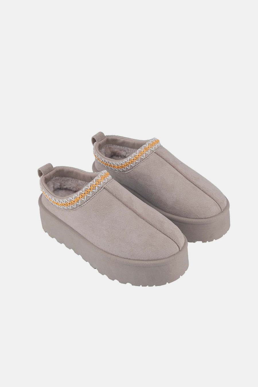 Dove Montclair — Weeboo Platform Embroidered Trim Slip-On Boots Taupe Fashion Footwear, alternate view 2