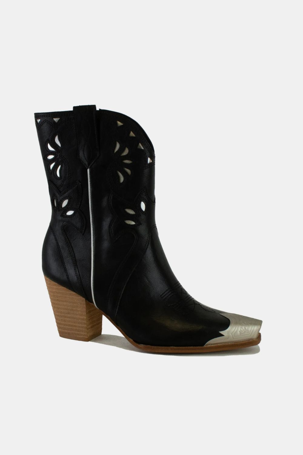 Perrin Beaumont — Beast Fashion Cut-Out Floral Embroidery Boots Black Fashion Footwear
