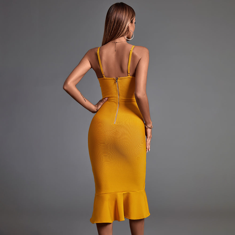 Imogen Beaumont — Strappy Sleeveless Frill Over Knee Bandage Dress, alternate view 3