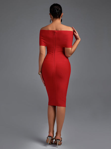 Off Shoulder Short Sleeve Elegant Bandage Dress