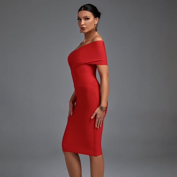 Off Shoulder Short Sleeve Elegant Bandage Dress