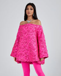 Marlowe Marceau — Loose Jacquard Off-Shoulder Dress