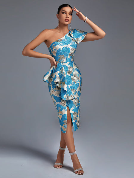 Long Bodycon Dress with Off-Shoulder Design and Elegant Slit