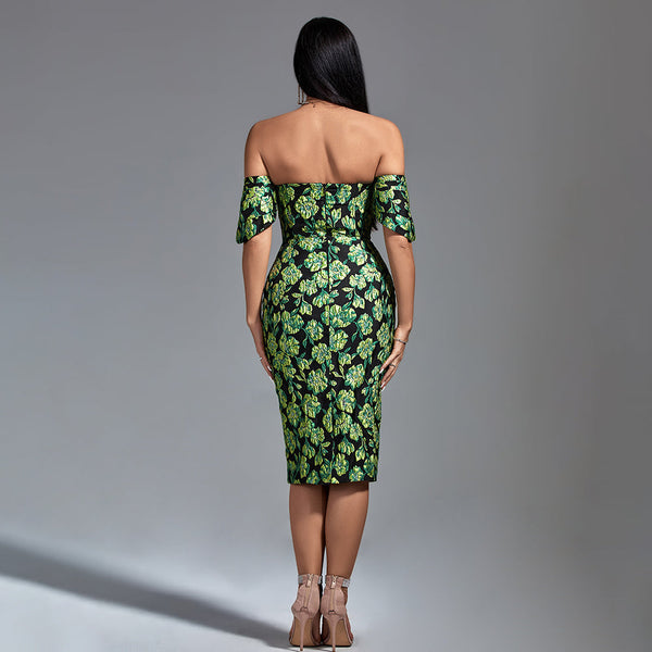 Sleeveless Midi Jacquard Dress with Floral Patterns for an Elegant Look