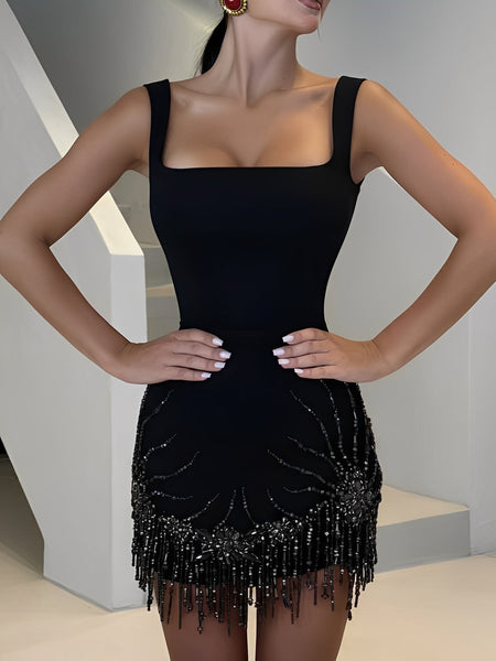 Crystal Fringe Mini Bandage Dress