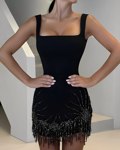 Minikleid mit Fransen aus Strasssteinen