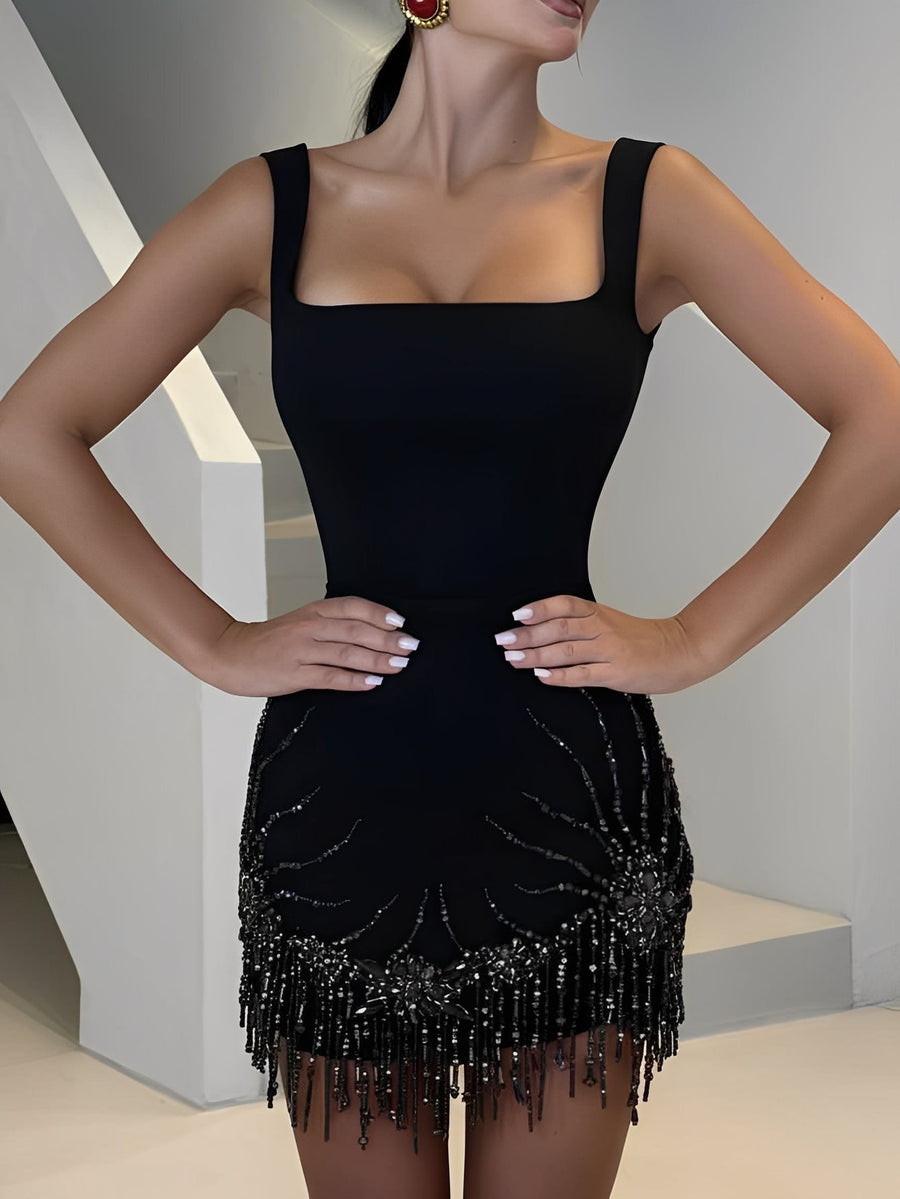 Oriana Moreau — Crystal Fringe Mini Bandage Dress, alternate view 2