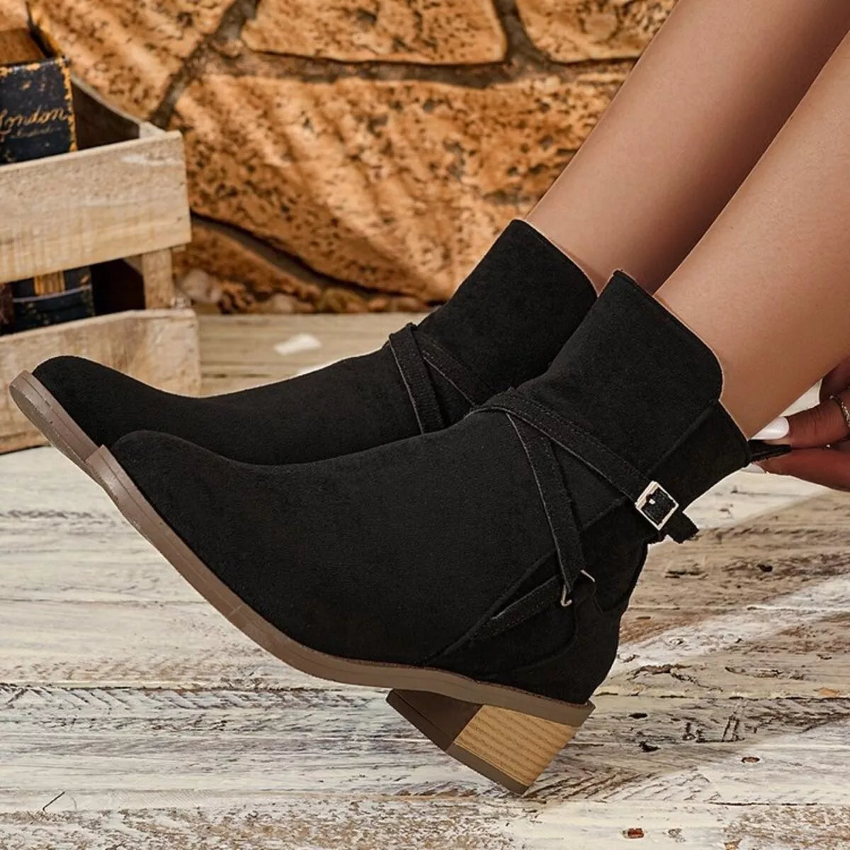 Paris Fiorenza — Side Zip Block Heels Boots Fashion Footwear