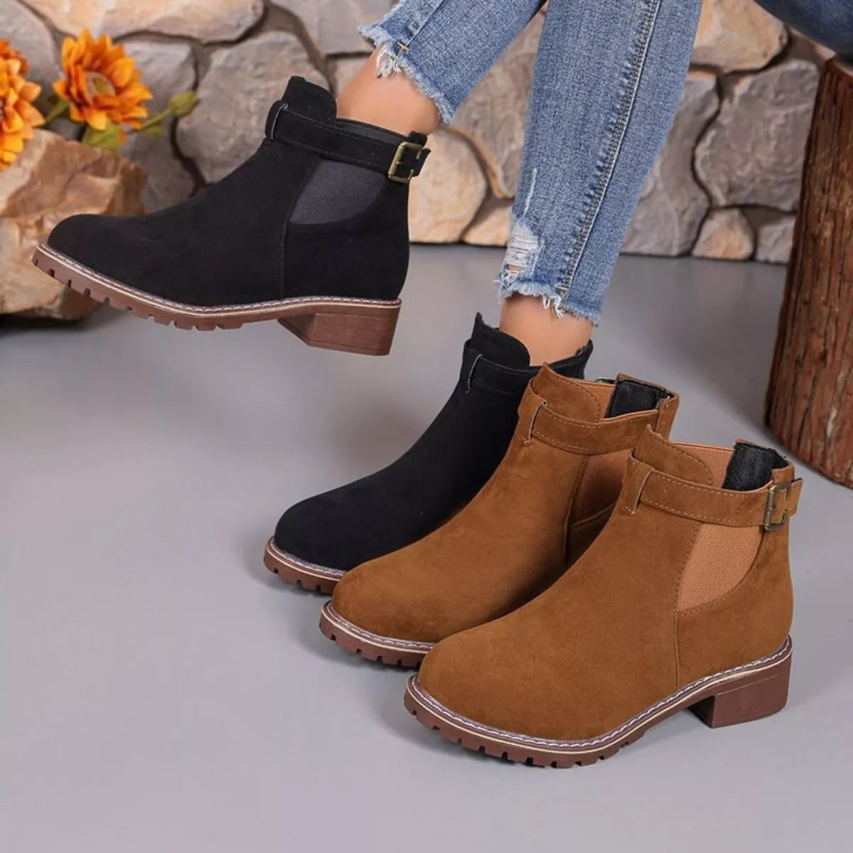 Perrin Fiorenza — Round Toe Block Heels Boots Fashion Footwear