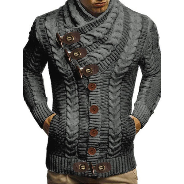 Men's Turtleneck Button Knit Jacket Sweater