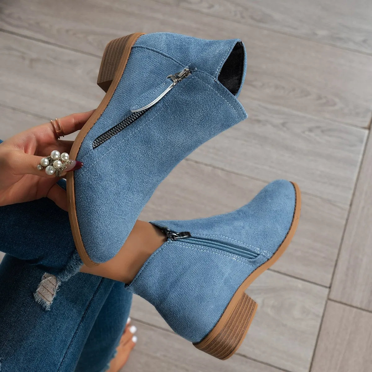 Bellamy Bellini — Side Zip Ankle Boots with Block Heel, alternate view 7