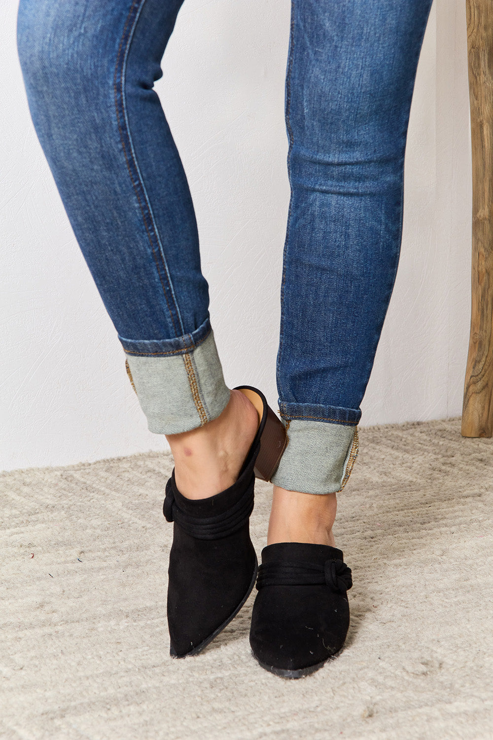 Darcy Marino — East Lion Corp Pointed-Toe Braided Trim Mules Black Fashion Footwear, alternate view 2