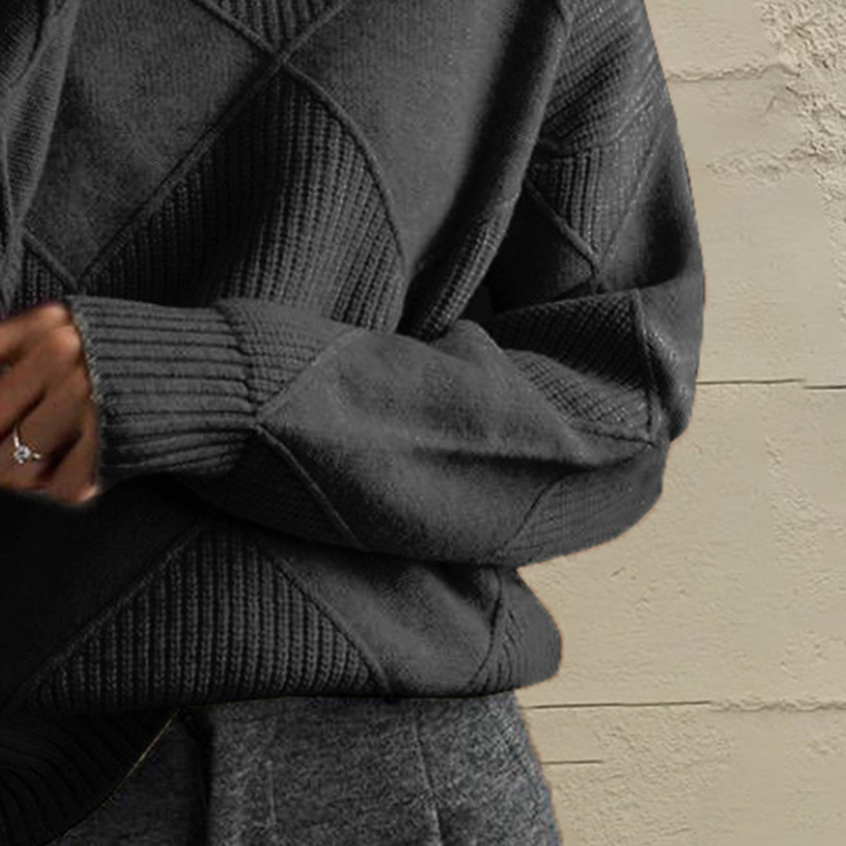 Emery Rivière — Geometric Turtleneck Long Sleeve Sweater, alternate view 17