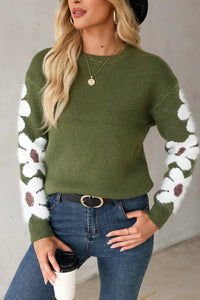 Harbor Rivière — Flower Round Neck Long Sleeve Sweater