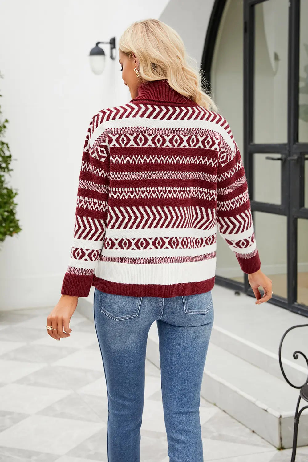 Gray Delacroix — Geometric Turtleneck Long Sleeve Sweater, alternate view 3
