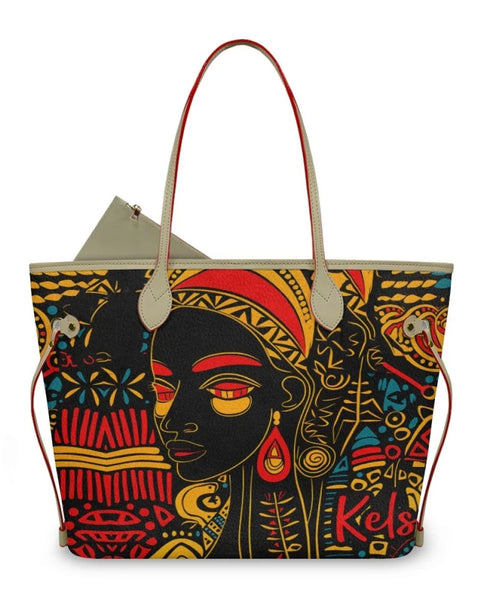 2024 New Design African Girls African Culture Design Custom Large Capacity Mother Bag Baby Diaper Bag Tote Bag