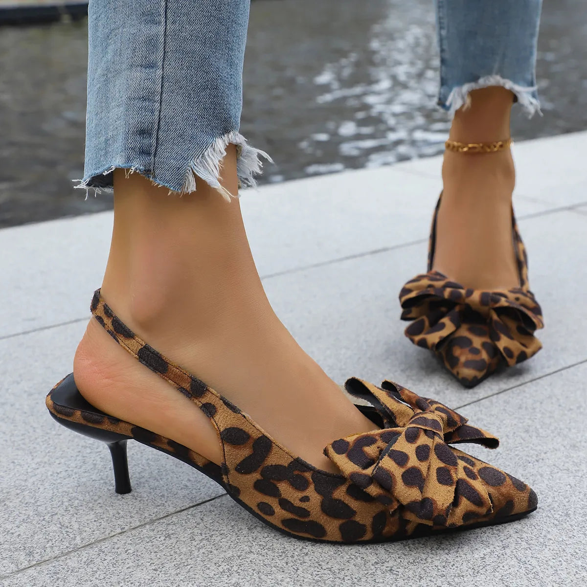 Paris Venturi — Slingback Pointed Toe Pumps Fashion Footwear