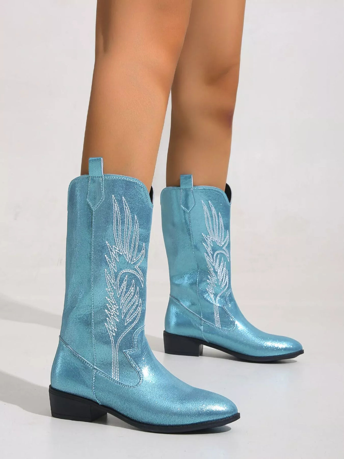 Sasha Venturi — Embroidered Block Heels Boots Fashion Footwear, alternate view 5