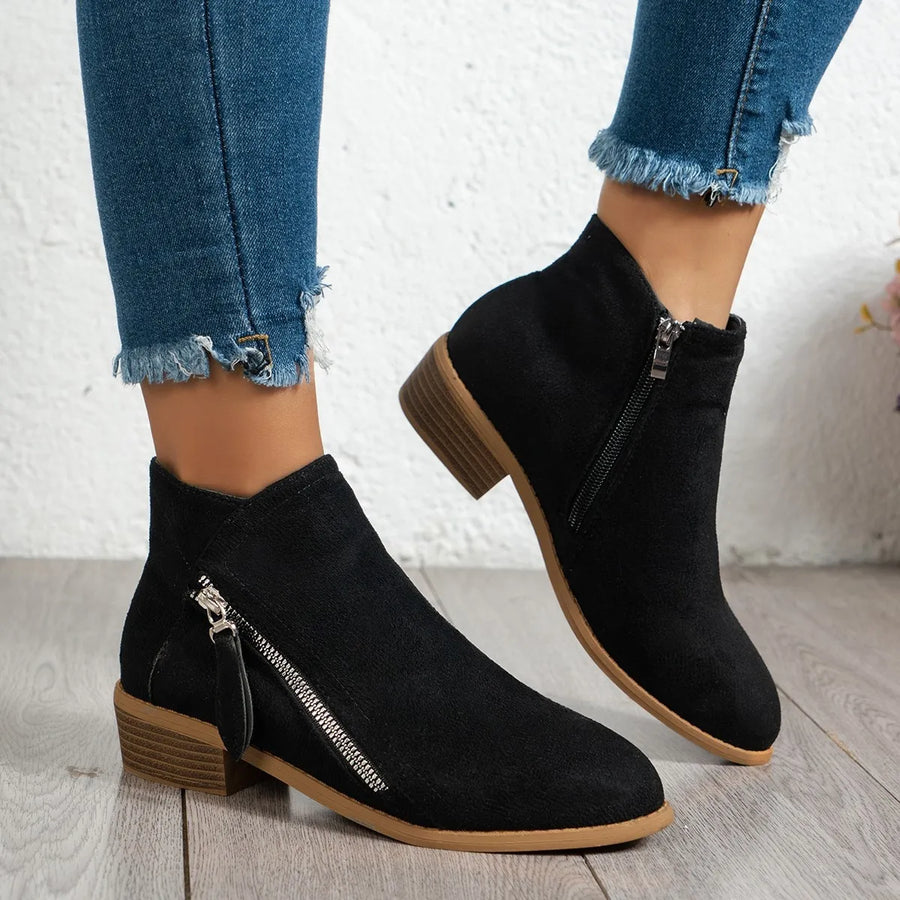 Bellamy Bellini — Side Zip Ankle Boots with Block Heel
