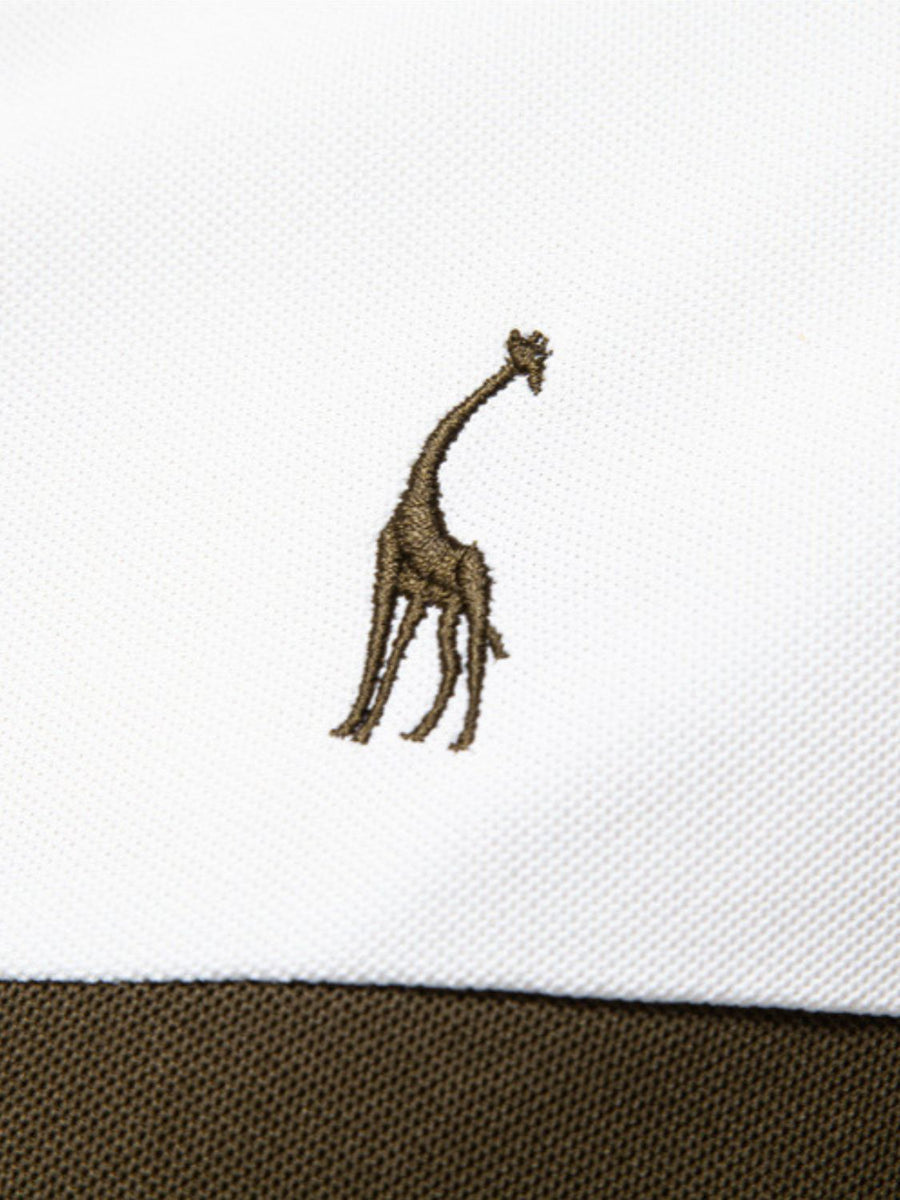 Men's Giraffe Embroidered Collared Neck Contrast Polo - Opulent Empire