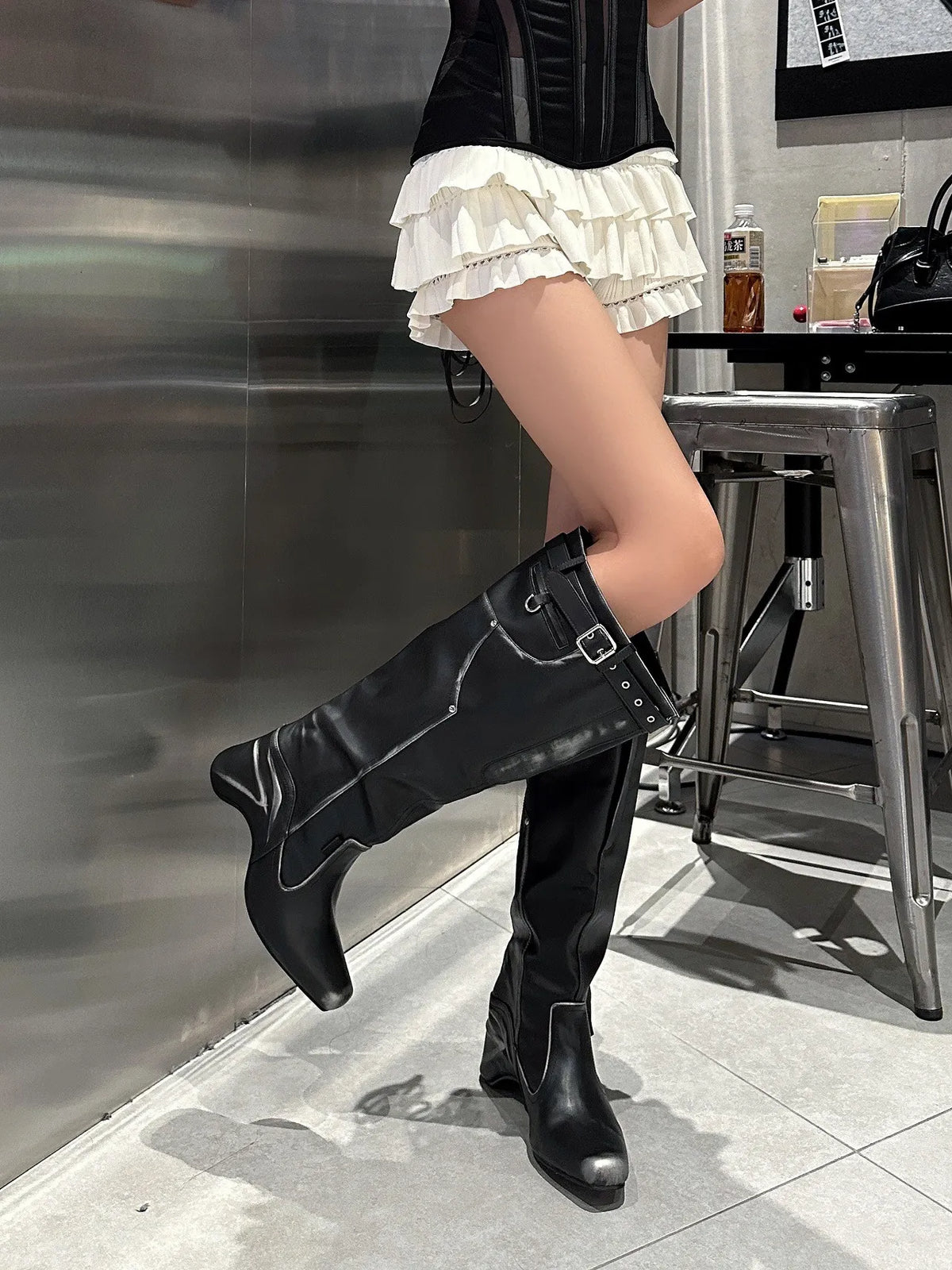 Indigo Allegra — Square Toe Block Heels Boots Fashion Footwear, alternate view 6