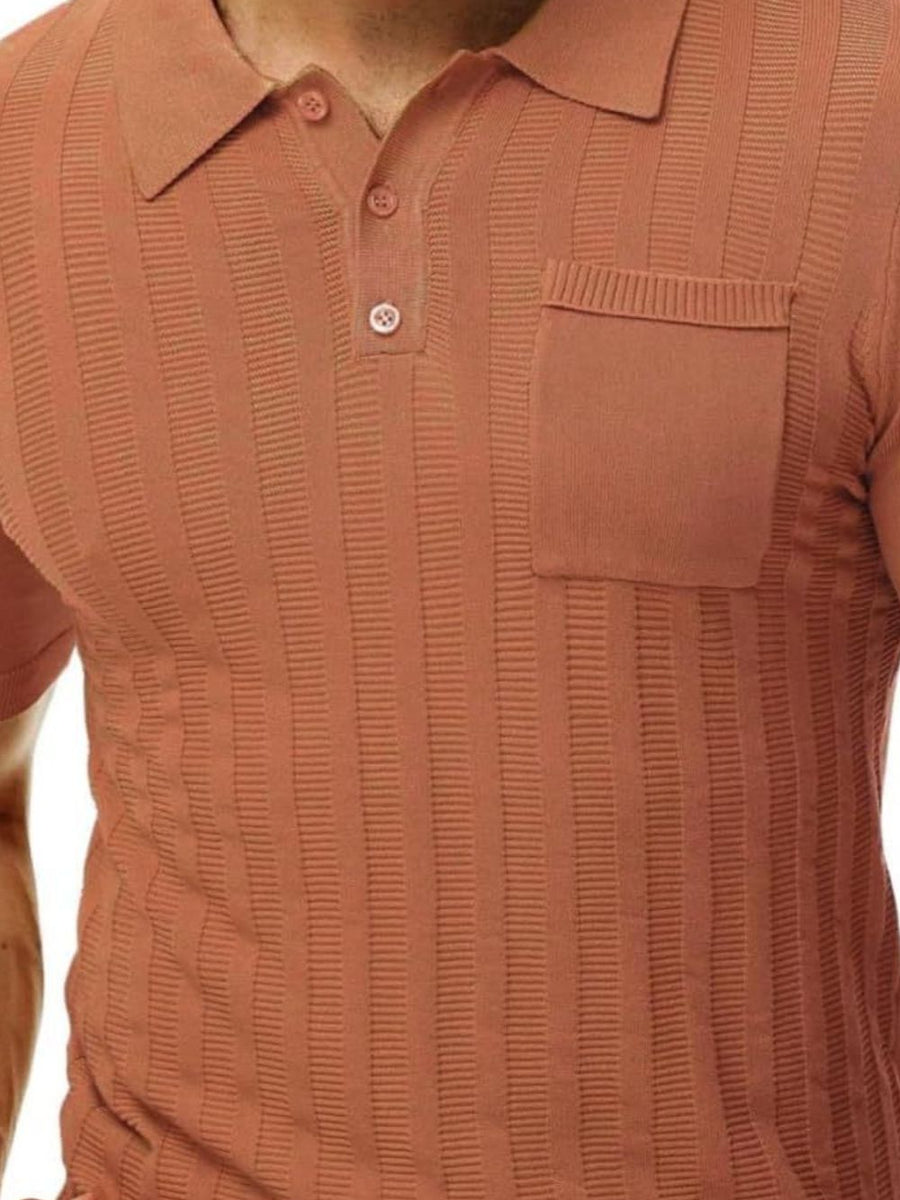 Men's Full Size Textured Short Sleeve Polo Plus Size - Opulent Empire