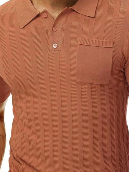 Men's Full Size Textured Short Sleeve Polo Plus Size - Opulent Empire