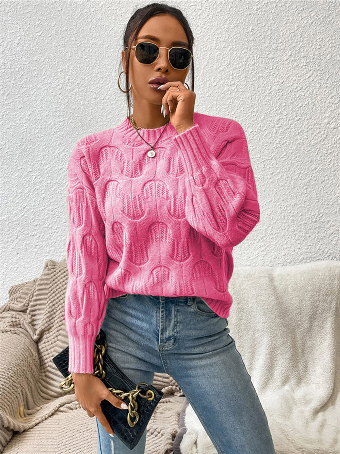 Monroe Delacroix — Round Neck Long Sleeve Sweater, alternate view 6