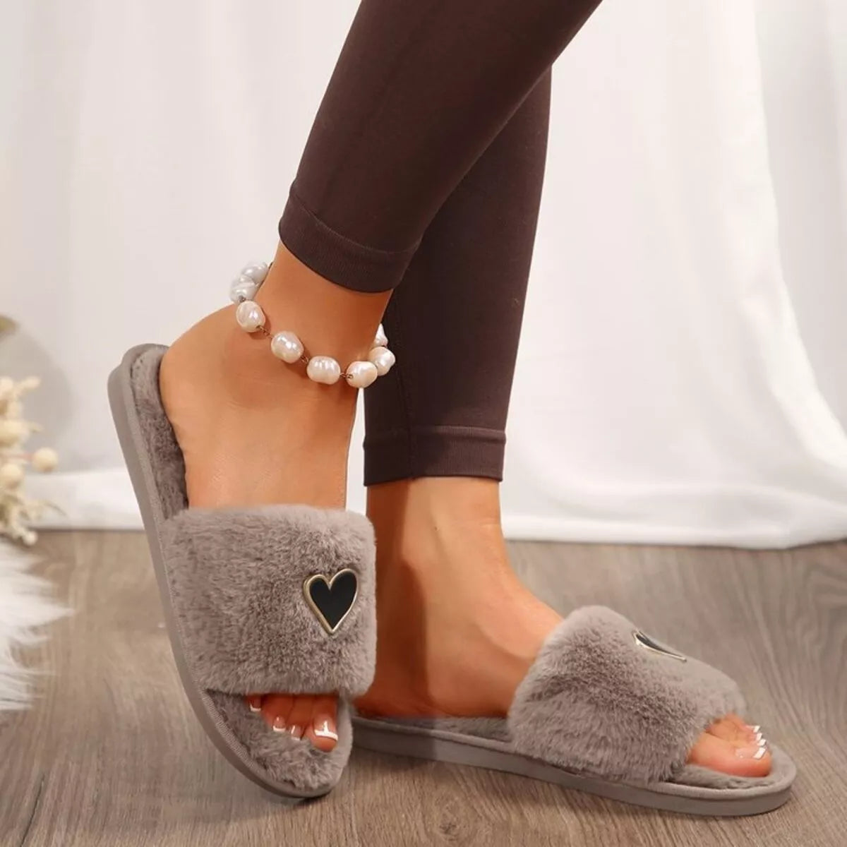 Wren Rosetti — Heart Open Toe Flats Slippers Fashion Footwear, alternate view 4
