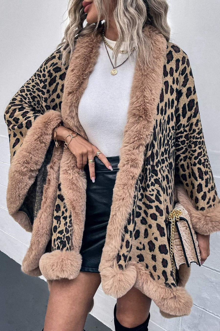 Sage Versailles — Leopard Open Front Poncho