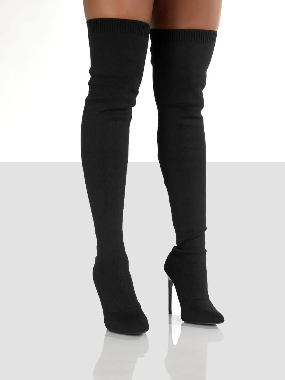 Rain Marino — Point Toe Over Knee Stiletto Boots Fashion Footwear, alternate view 3