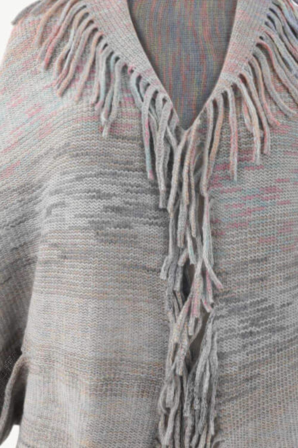 Ocean Sorrento — Multicolored Fringe Trim Poncho, alternate view 12